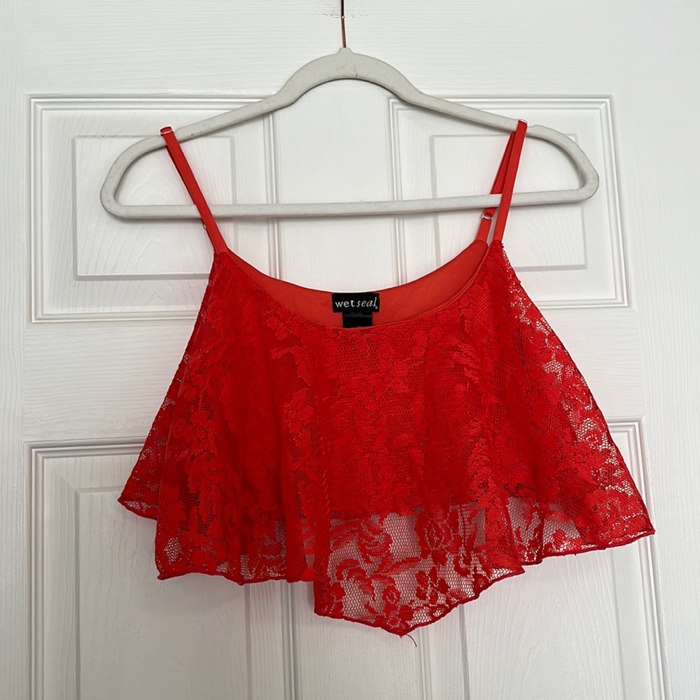 Bright salmon lace bralette (M)